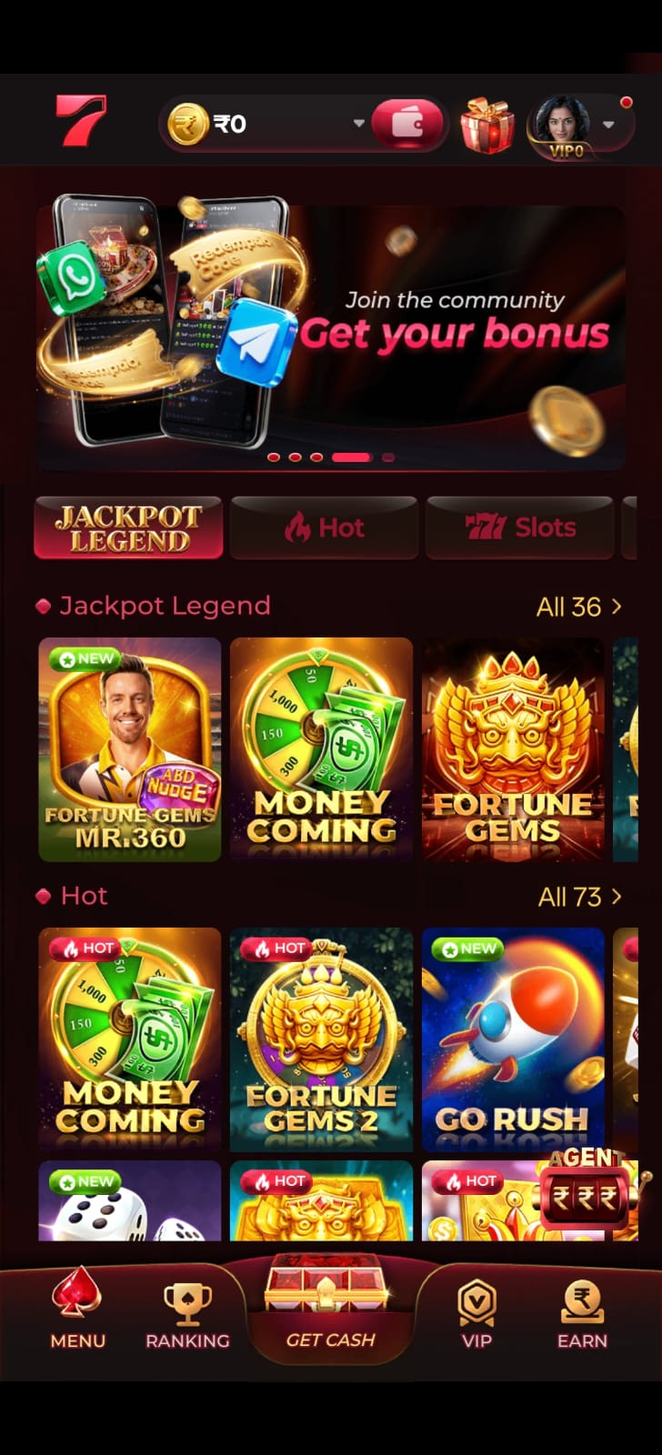 Dhan7 Game APK home screen showing mobile gaming interface and Dhan7 app features
